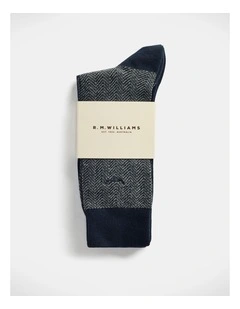 Nelson Herringbone Sock Navy/Grey