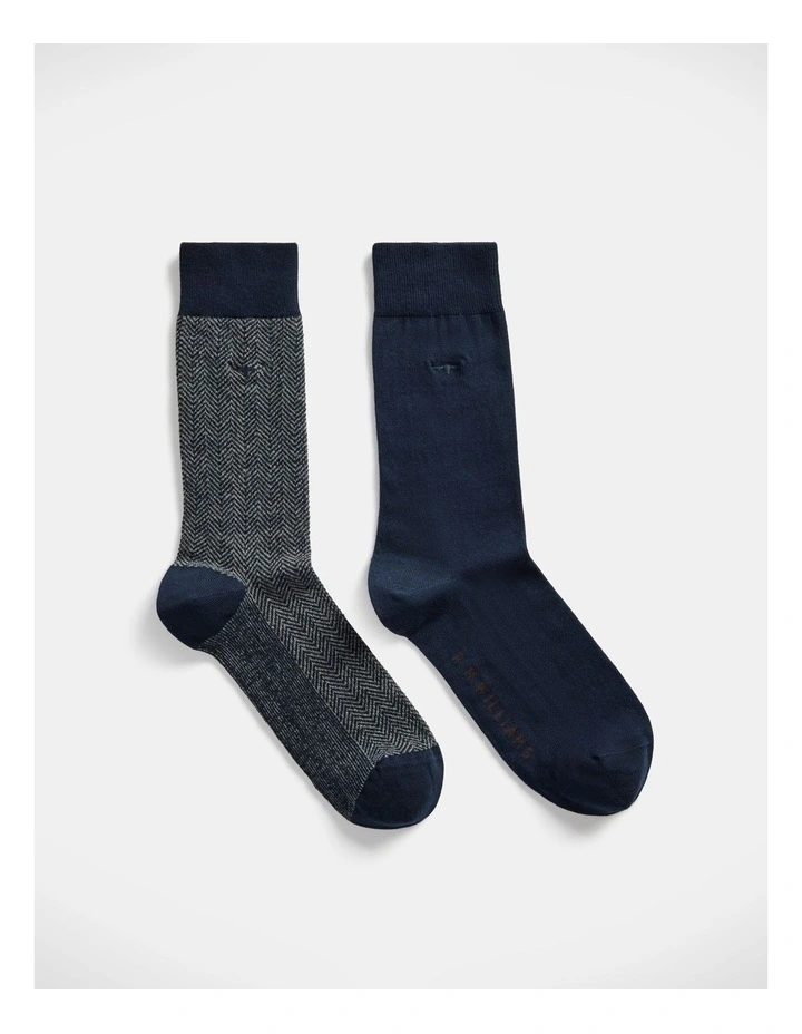 Nelson Herringbone Sock Navy/Grey image 2