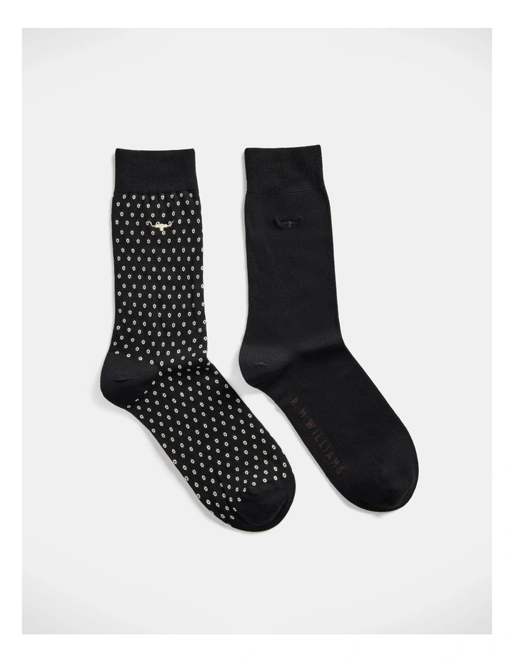 Nelson Polka Dot Sock 2 Pack Black/Cream image 2