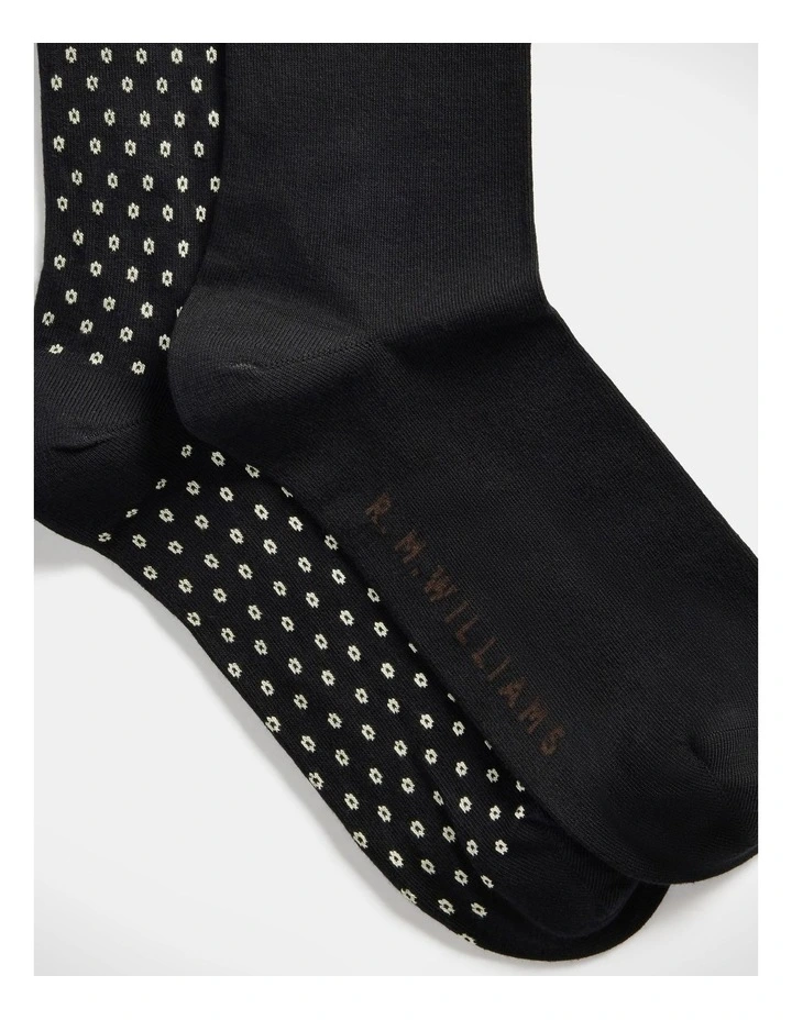 Nelson Polka Dot Sock 2 Pack Black/Cream image 3
