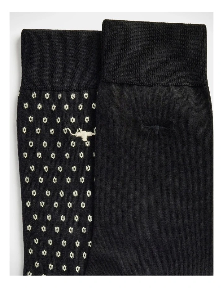 Nelson Polka Dot Sock 2 Pack Black/Cream image 4