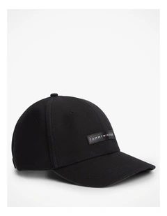 Logo Patch Canvas Baseball Cap in Black