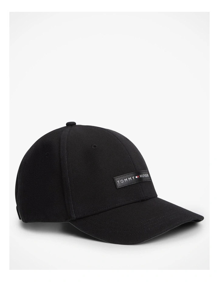 Logo Patch Canvas Baseball Cap in Black image 1