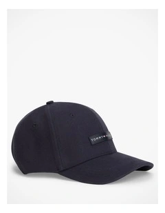 Logo Patch Canvas Baseball Cap in Navy
