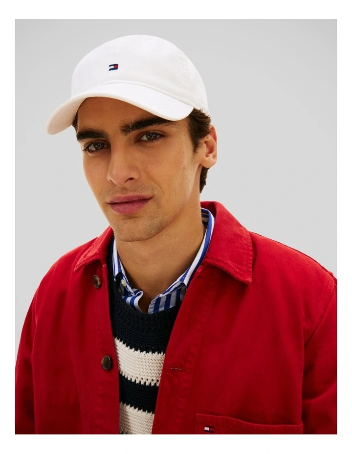 Hilfiger Flag Embroidery Baseball Cap in White image 2