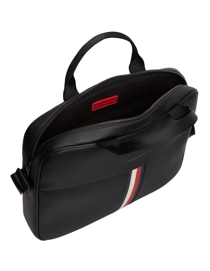Signature Tape Crossbody Laptop Bag in Black image 3