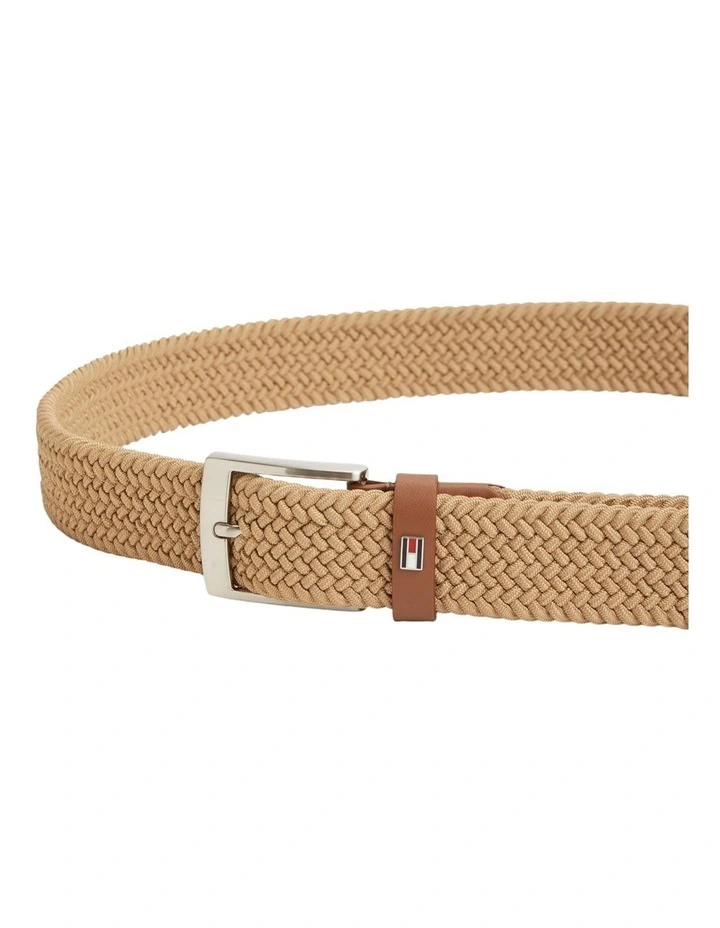 Braided Elastic Webbing Belt in Beige image 3