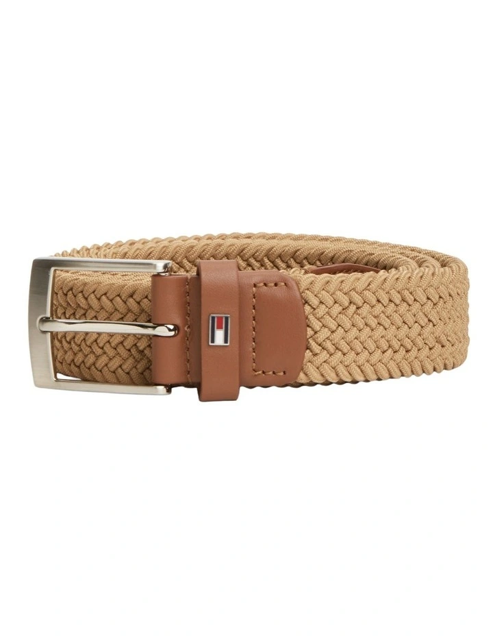 Braided Elastic Webbing Belt in Beige image 4