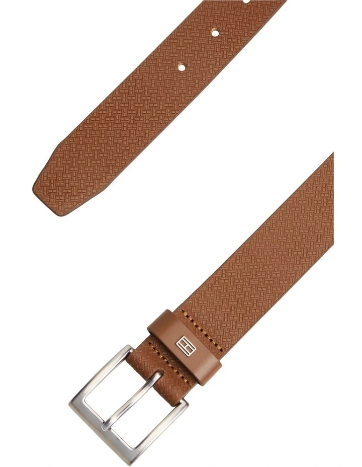 Flag Print Square Buckle Leather Belt in Brown image 2
