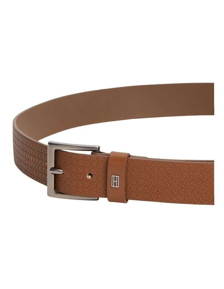 Flag Print Square Buckle Leather Belt in Brown image 3