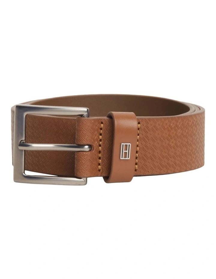 Flag Print Square Buckle Leather Belt in Brown image 4