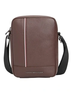 Logo Stripe Reporter Bag in Brown