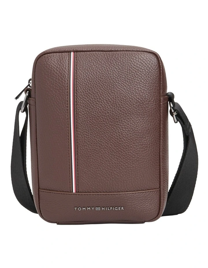 Logo Stripe Reporter Bag in Brown image 1