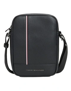 Logo Stripe Reporter Bag in Black