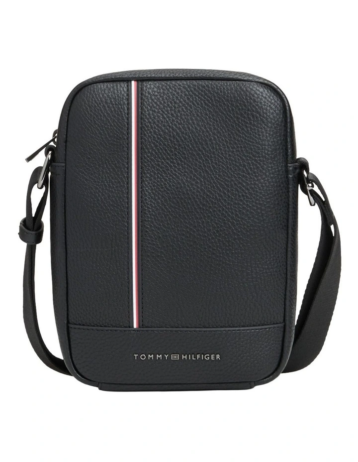 Logo Stripe Reporter Bag in Black image 1