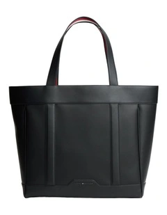 Global Stripe Textured Tote Bag in Black