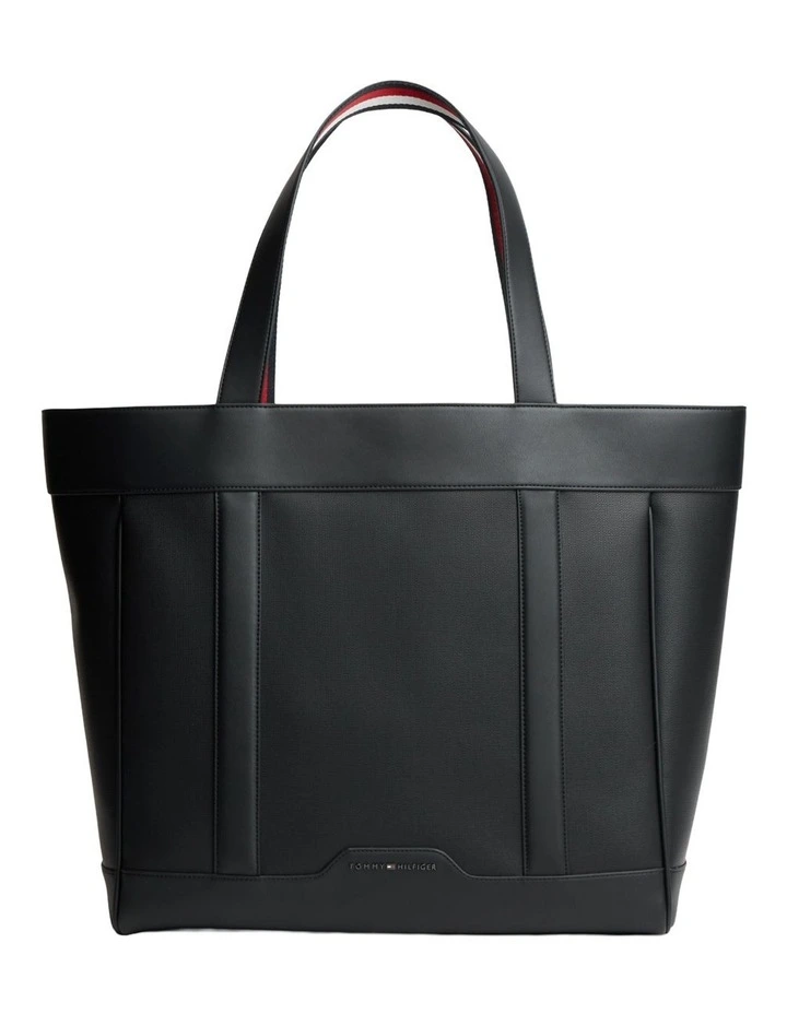 Global Stripe Textured Tote Bag in Black image 1