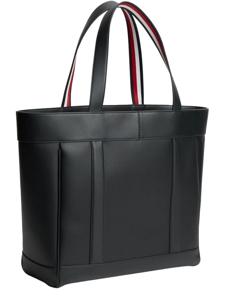 Global Stripe Textured Tote Bag in Black image 4