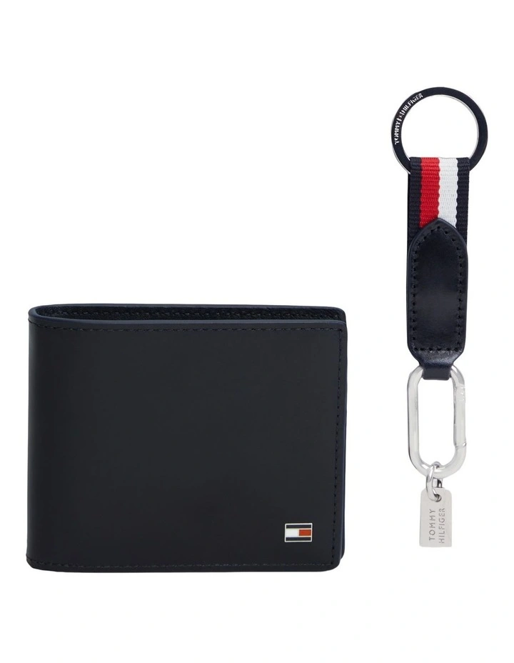 Leather Credit Card Wallet And Key Fob Gift Set in Navy image 2