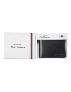 Bi Fold Wallet with Striped Ribbon in Black