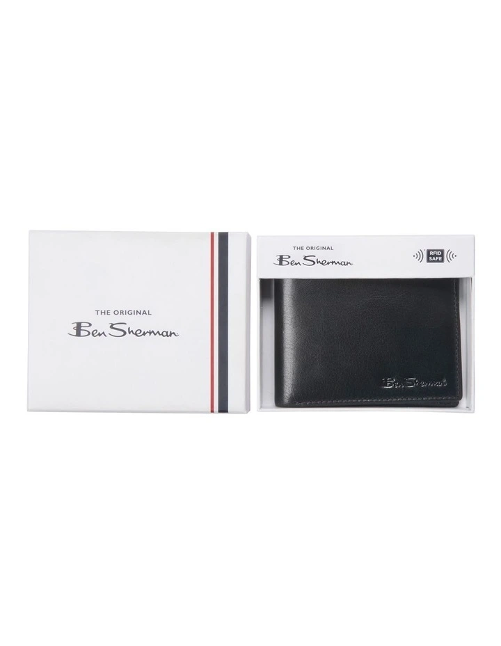 Bi Fold Wallet with Striped Ribbon in Black image 1