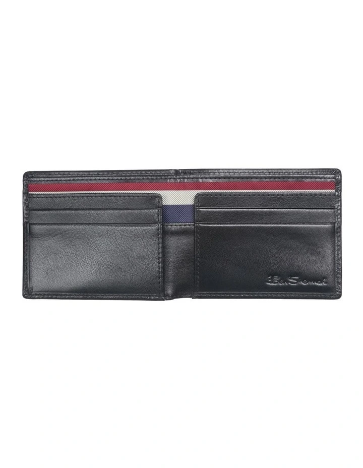 Bi Fold Wallet with Striped Ribbon in Black image 2
