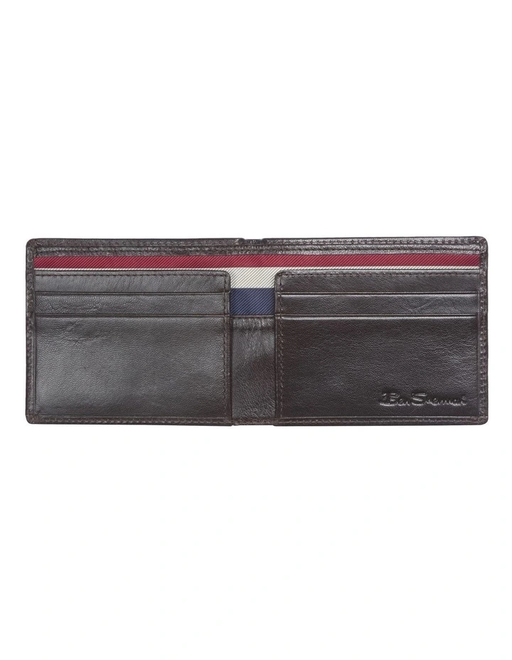 Bi Fold Wallet with Striped Ribbon in Brown image 2