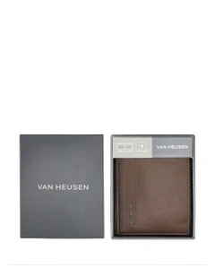 Embossed Bi-Fold Wallet in Brown