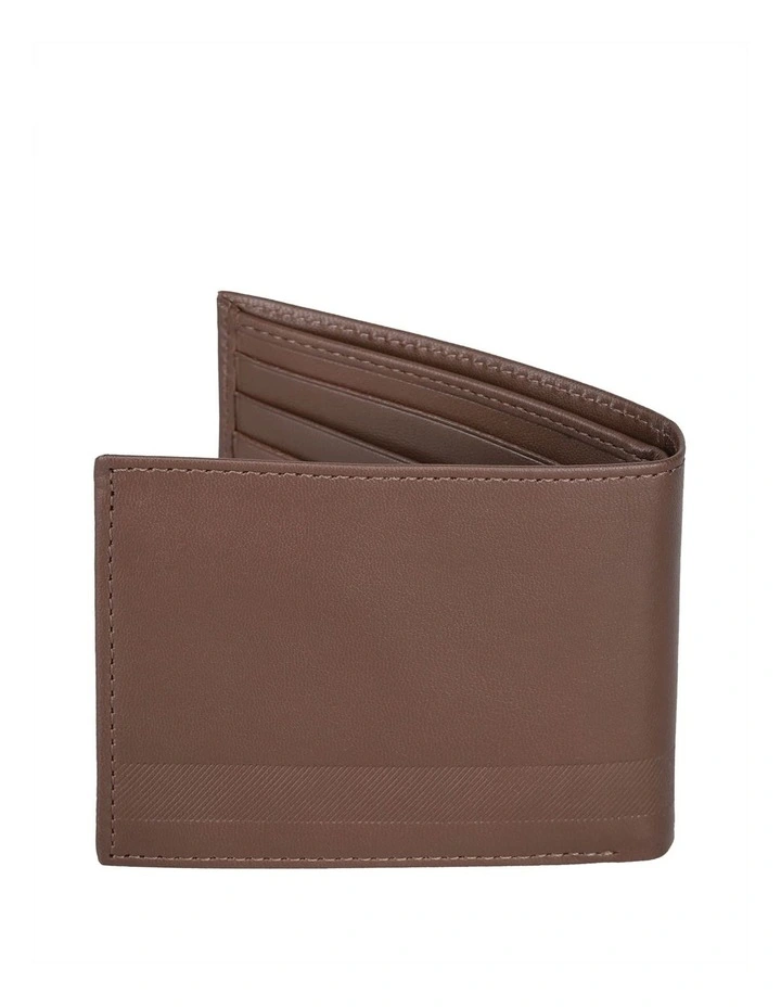 Embossed Bi-Fold Wallet in Brown image 3