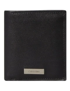 Heavyweight Plaque East West Slim Tri Fold Wallet with Card Holder in Black