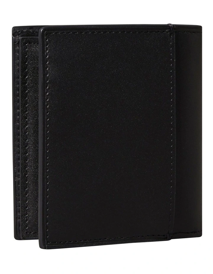 Heavyweight Plaque East West Slim Tri Fold Wallet with Card Holder in Black image 2