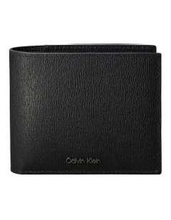 Logo Heavyweight East-West Bill Fold With Coin Wallet in Black