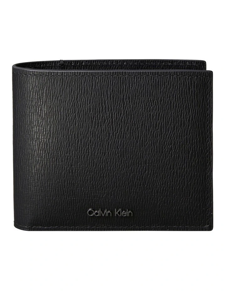Logo Heavyweight East-West Bill Fold With Coin Wallet in Black image 1