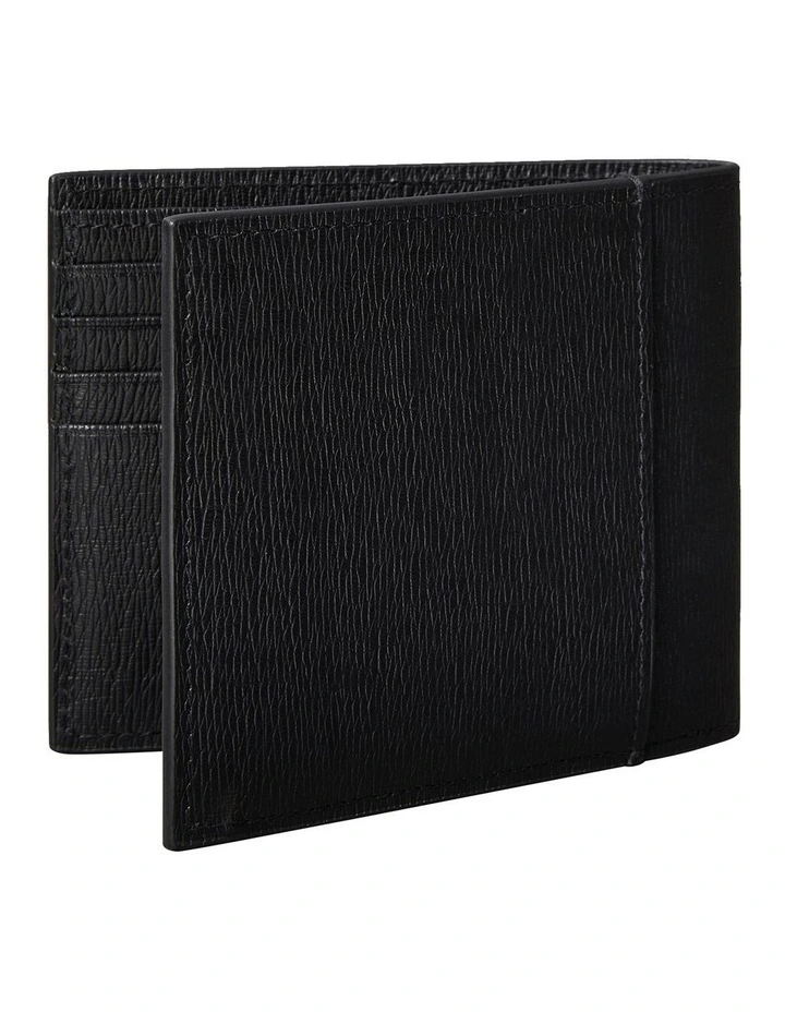 Logo Heavyweight East-West Bill Fold With Coin Wallet in Black image 2