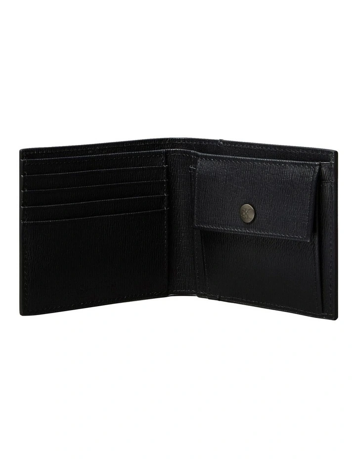 Logo Heavyweight East-West Bill Fold With Coin Wallet in Black image 3