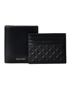 Leather Rfid Cardholder and Wallet Gift Set in Black