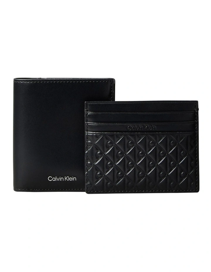 Leather Rfid Cardholder and Wallet Gift Set in Black image 1