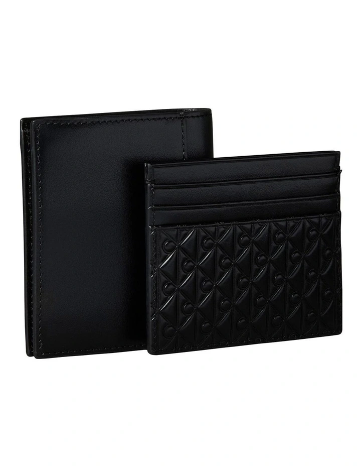 Leather Rfid Cardholder and Wallet Gift Set in Black image 2