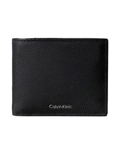 Foil Emboss Ew Bill Fold With Coin Wallet in Black