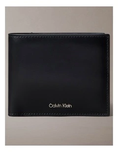 Raised Bi-fold Wallet with Coin and Credit Card Holder in Black