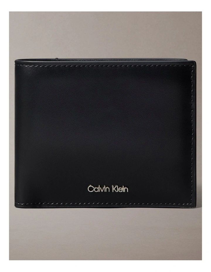 Raised Bi-fold Wallet with Coin and Credit Card Holder in Black image 1
