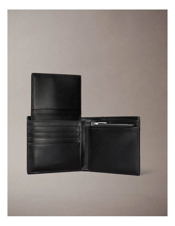 Raised Bi-fold Wallet with Coin and Credit Card Holder in Black image 2