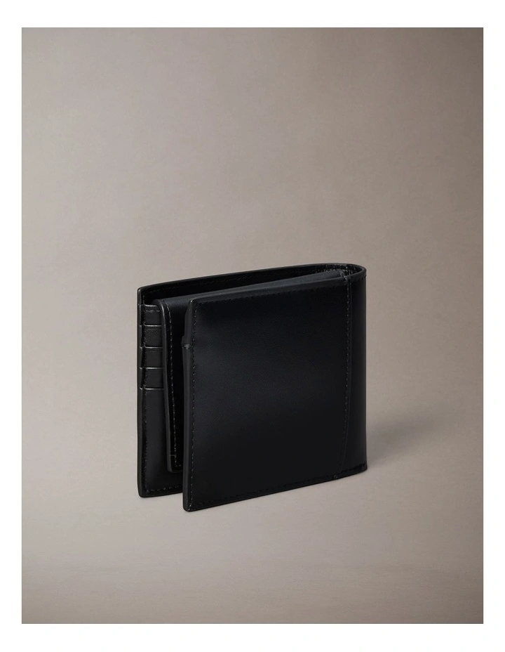 Raised Bi-fold Wallet with Coin and Credit Card Holder in Black image 3