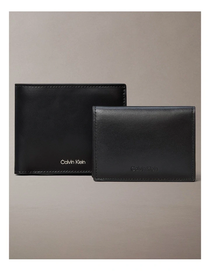 Raised Bi-fold Wallet with Coin and Credit Card Holder in Black image 4