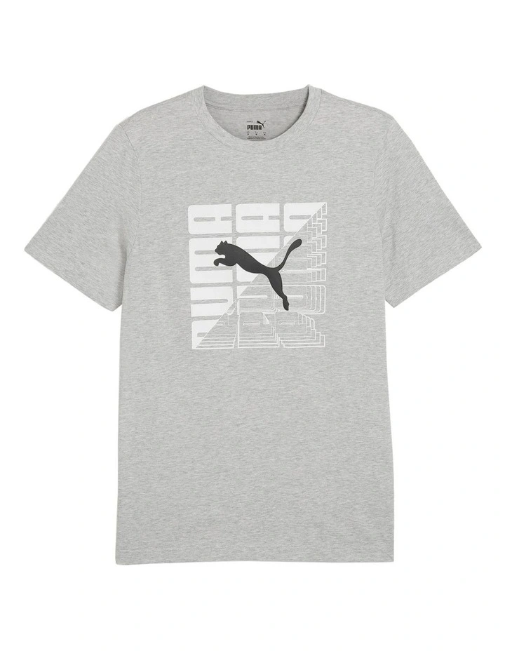 Graphics Wording Tee in Light Grey Heather image 1