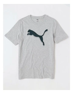 Graphic Cat Logo Tee in Grey