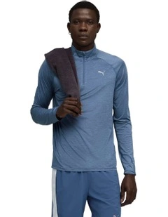M Run Velocity Cloudspun 1/4 Zip T-shirt in Dark Indigo-Heather