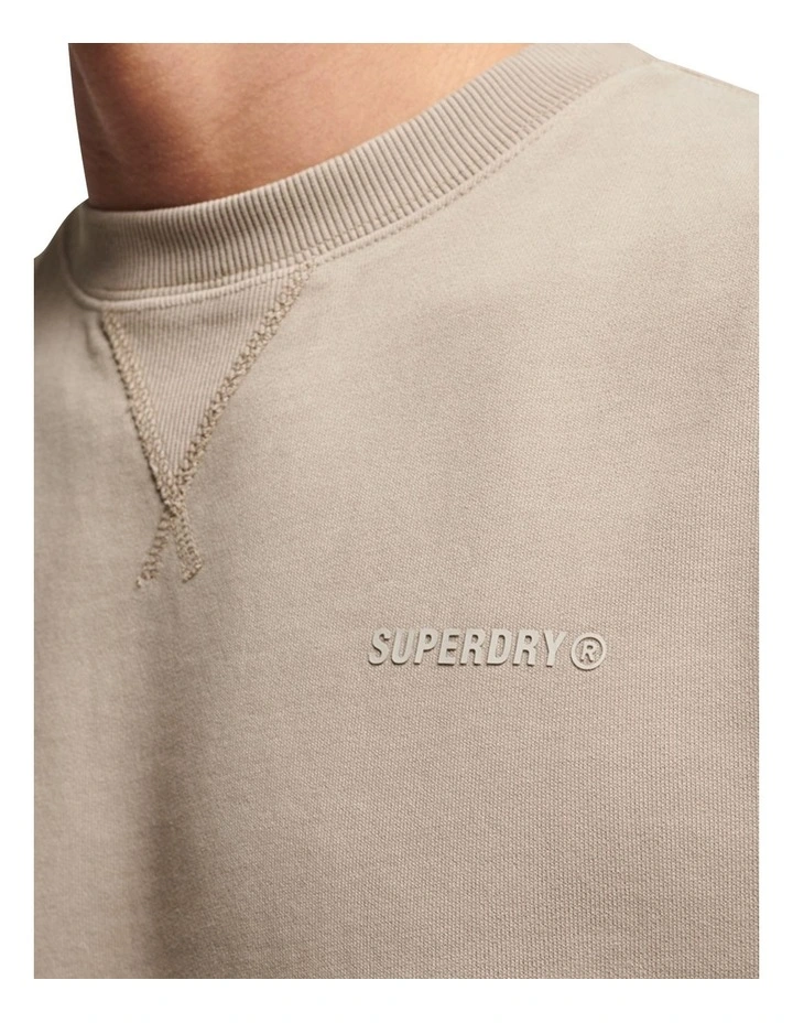Superdry Code Code Essential Overdyed Crew Knit In Stone Dark Grey MYER