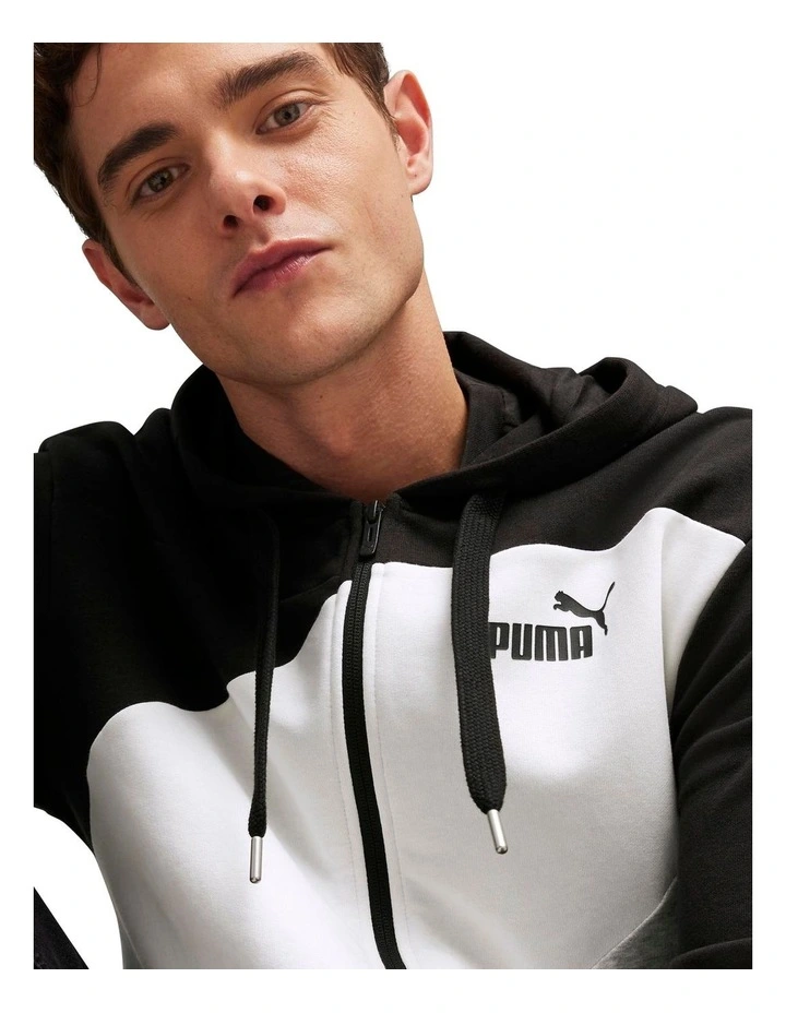 Power Colorblock Full-Zip Hoodie in Black image 3