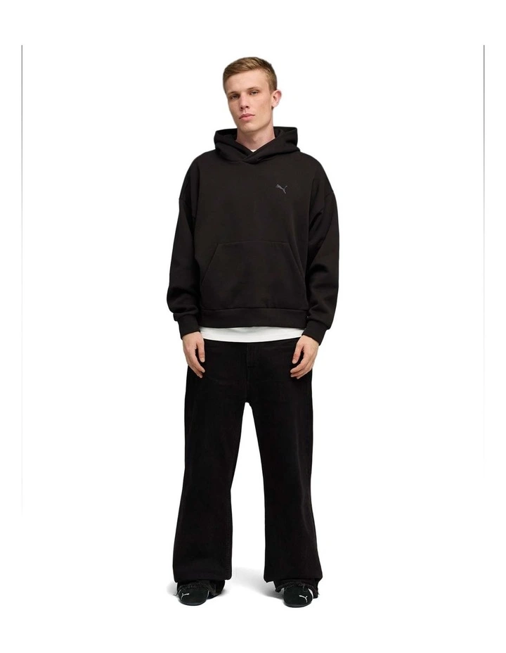 Wardrobe Ess Boxy Hoodie Fl in Black image 3